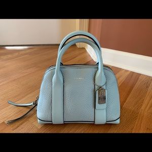 Coach Seafoam Pebbled Leather Satchel with Strap